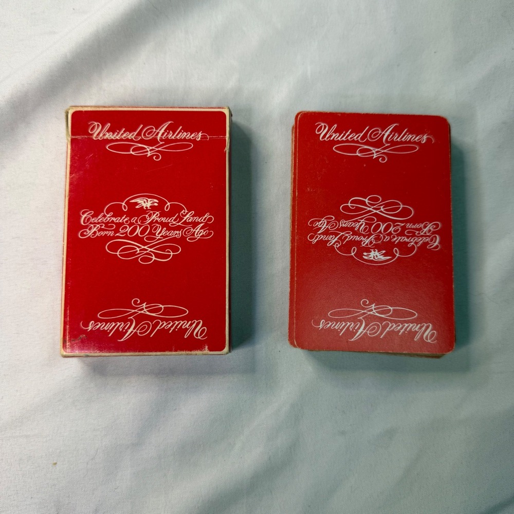 Vintage United Airlines Bicentennial Playing Cards Red Commemorative 1776-1976